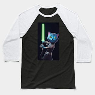 Fun Cat Print ~ AI Art ~ Fantasy Cat ~ Sci-fi Cat ~ Cats with Lightsabers Baseball T-Shirt